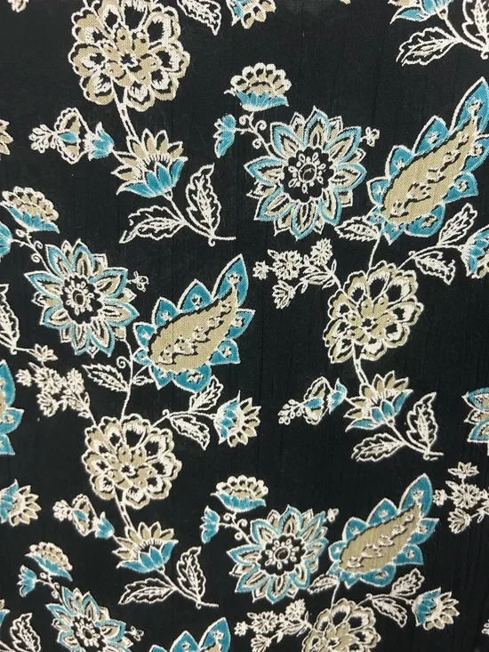 Angie Boho Floral Tunic Top V-Neck Bell Sleeve Black Blue Size Large Bohemian - Picture 8 of 10